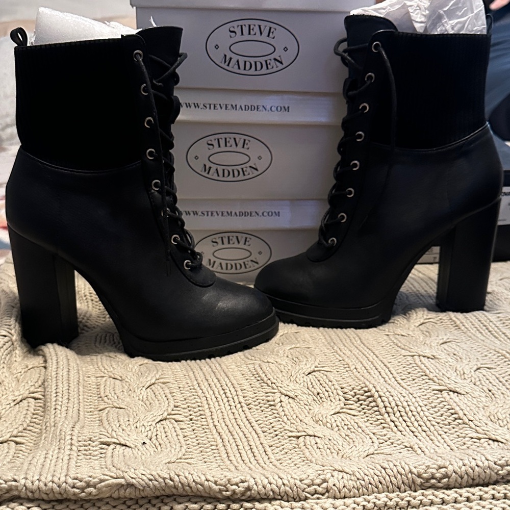 Fashion Nova Black Lace Up Boots